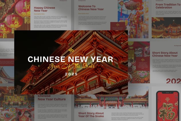 中国新年传统文化学术讲座与民俗风俗演变介绍Keynote模板
