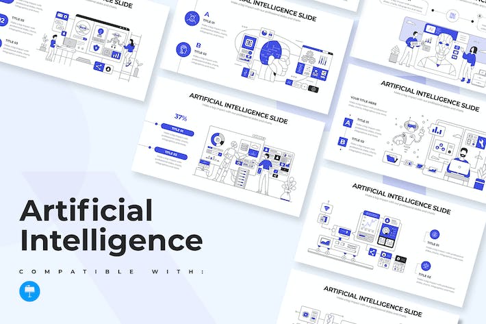 AI人工智能技术研发与行业应用场景可视化信息图形Keynote模板