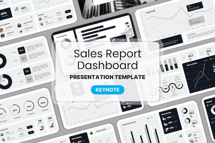 数字化销售报表实时监控、业务数据仪表板(Dashboard)分析Keynote模板