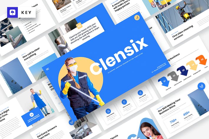 现代化家庭清洁服务体系介绍与环保清洗业务推广Keynote模板