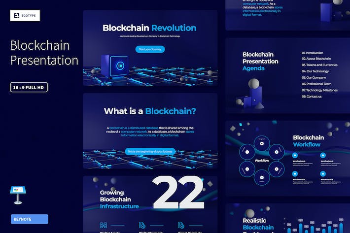 区块链密码加密网络科技Keynote模板