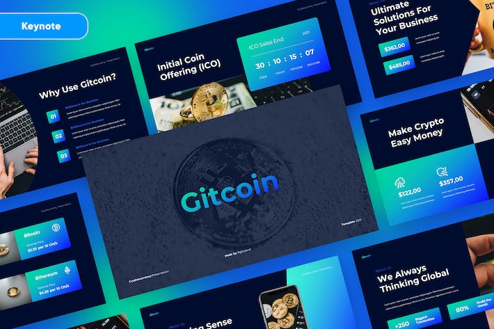 Gitcoin加密货币产业前景、区块链项目投资分析Keynote模板