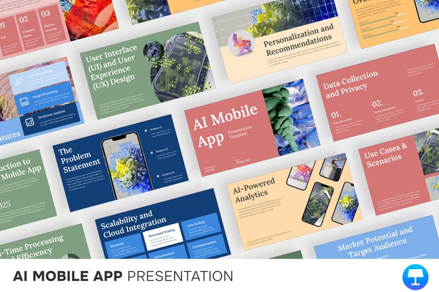 移动端人工智能AI手机应用APP功能演示与交互设计Keynote模板