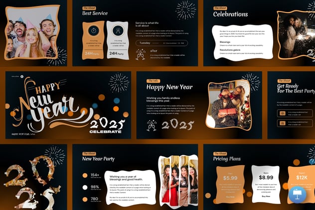 2025新年快乐节日祝福视频背景与企业电子贺卡Keynote模板