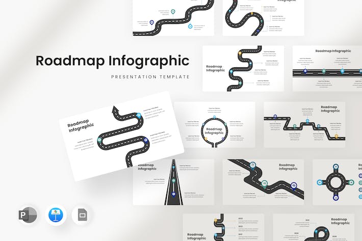 商务战略发展规划路线图Roadmap可视化信息图表Keynote模板