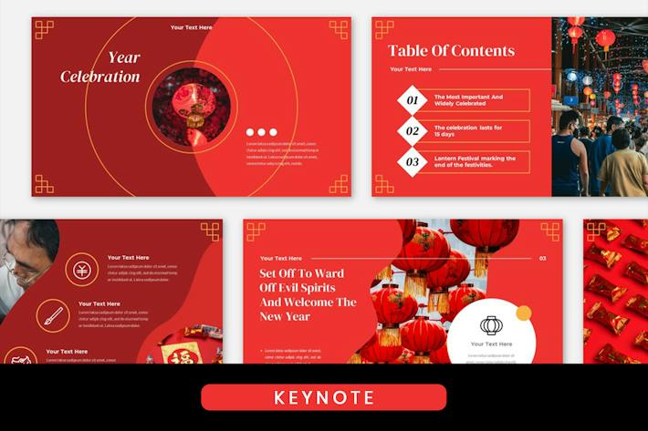 中国农历新年春节节日庆祝活动策划与传统文化传播Keynote模板