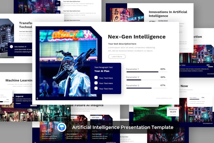 AIGC人工智能图像生成技术原理与创意设计应用Keynote模板