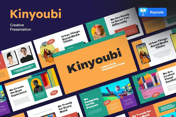 多彩创意贴纸装饰幻灯片设计、趣味演示汇报Keynote模板