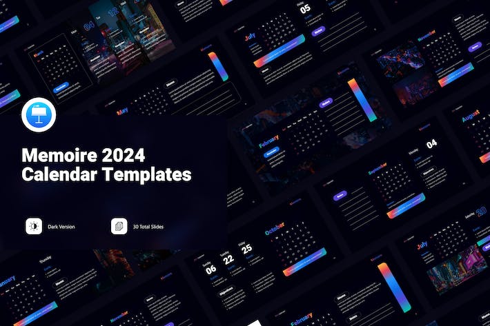 2024年度新年工作日期管理记录与商务日历计划排期Keynote模板