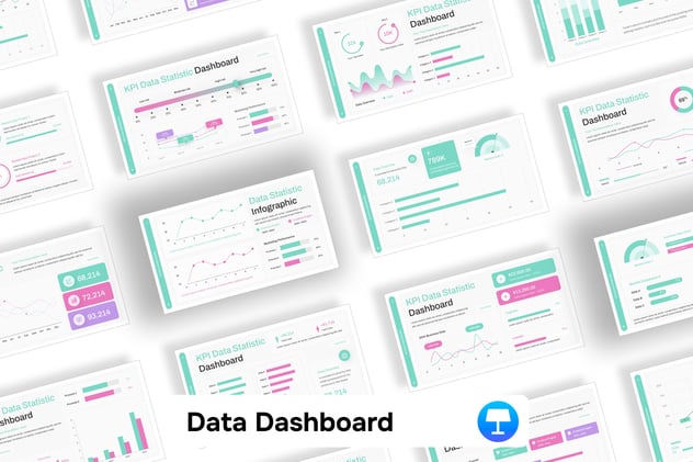 数据仪表板Dashboard可视化视觉呈现图表Keynote模板