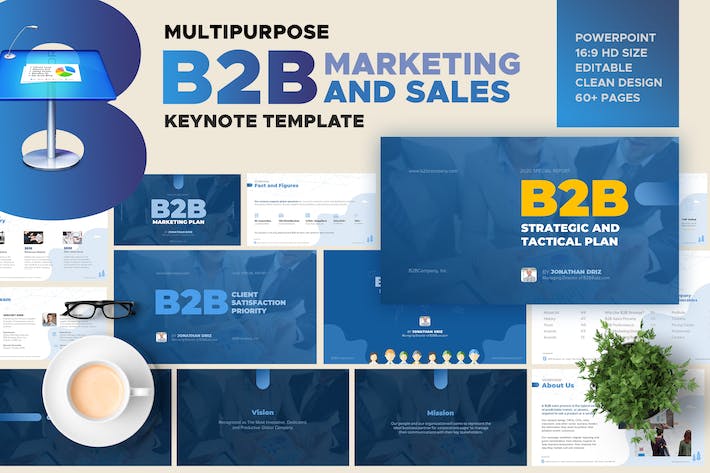 B2B行业市场营销闭环、企业销售增长策略Keynote模板