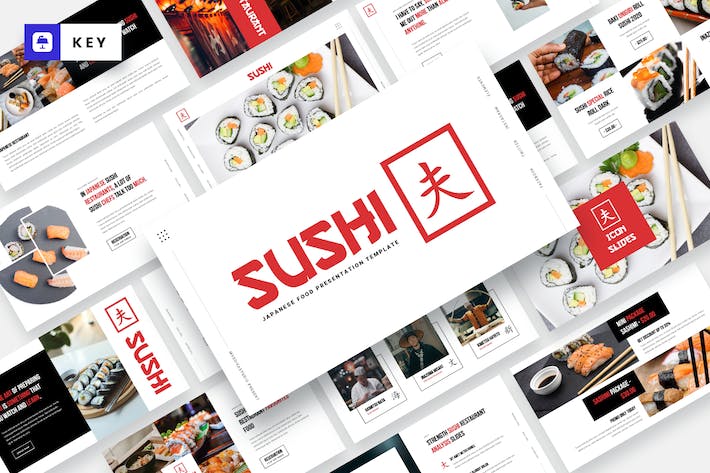 日本传统料理文化介绍与寿司精品餐饮加盟Keynote模板