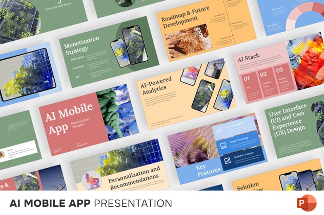 AI手机端App开发、智能化移动终端应用Keynote模板