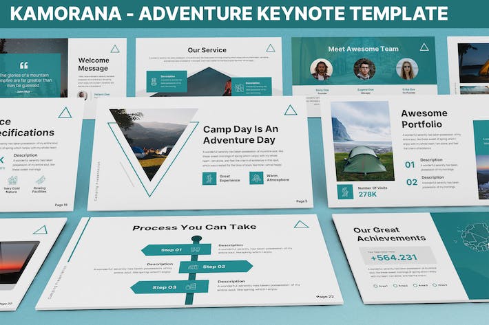 户外旅行冒险行业市场调研与消费者行为数据分析Keynote模板